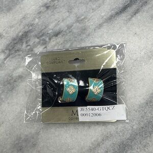 Turquoise and Gold Enamel Clip On Earrings NWT